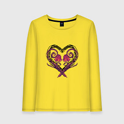 Лонгслив хлопковый женский Пиксельное сердце, цвет: желтый