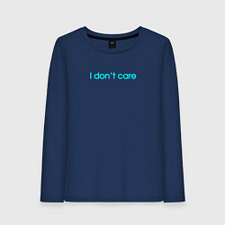 Лонгслив хлопковый женский I dont care blue, цвет: тёмно-синий