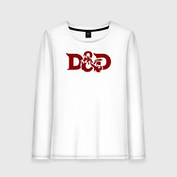 Лонгслив хлопковый женский Днд дракон лого, цвет: белый