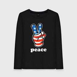 Лонгслив хлопковый женский USA peace, цвет: черный