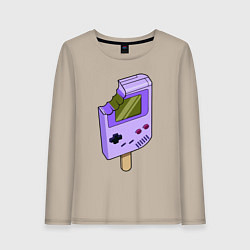 Лонгслив хлопковый женский Sweet game boy, цвет: миндальный