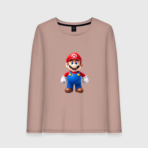 Женский лонгслив Супер марио - король грибного королевства / Пыльно-розовый – фото 1