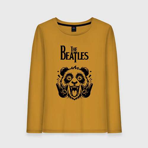 Женский лонгслив The Beatles - rock panda / Горчичный – фото 1