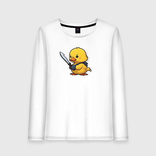 Женский лонгслив Боевой утенок / Белый – фото 1
