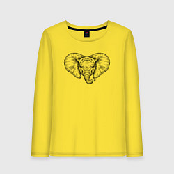 Лонгслив хлопковый женский Голова слоненка, цвет: желтый