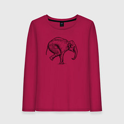 Лонгслив хлопковый женский Слон акробат, цвет: маджента