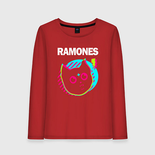 Женский лонгслив Ramones rock star cat / Красный – фото 1