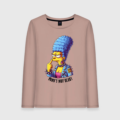 Женский лонгслив Marge Simpson - punks not dead motto / Пыльно-розовый – фото 1