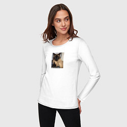 Лонгслив хлопковый женский Кот мем - всем моим хейтерам, цвет: белый — фото 2