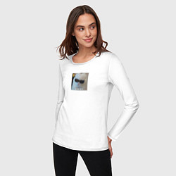 Лонгслив хлопковый женский Кот мем - и это не я, цвет: белый — фото 2