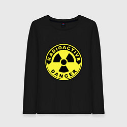 Лонгслив хлопковый женский Danger radiation sign, цвет: черный