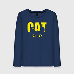 Лонгслив хлопковый женский Cat облик, цвет: тёмно-синий