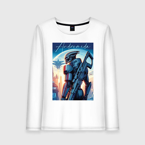 Женский лонгслив Mass Effect - alien andromeda ai art / Белый – фото 1