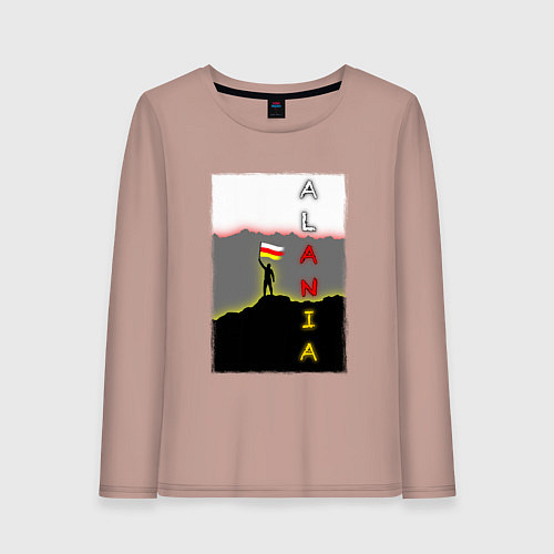 Женский лонгслив Алания человек с флагом / Пыльно-розовый – фото 1