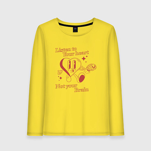Женский лонгслив Слушай свое сердце / Желтый – фото 1