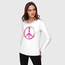 Лонгслив хлопковый женский Pink peace, цвет: белый — фото 2