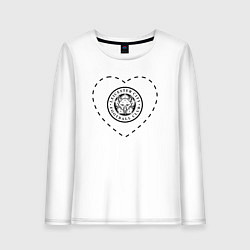 Лонгслив хлопковый женский Лого Leicester City в сердечке, цвет: белый