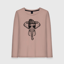 Лонгслив хлопковый женский Слон хипстер, цвет: пыльно-розовый
