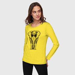 Лонгслив хлопковый женский Слон в панаме, цвет: желтый — фото 2