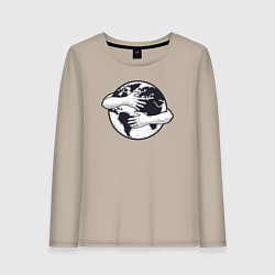 Лонгслив хлопковый женский Моя планета, цвет: миндальный