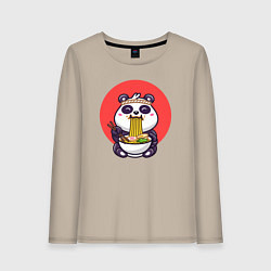Лонгслив хлопковый женский Панда и рамен, цвет: миндальный