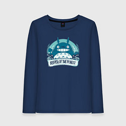 Лонгслив хлопковый женский Хранитель леса, цвет: тёмно-синий