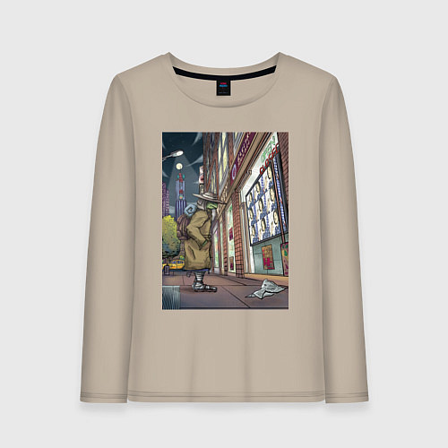 Женский лонгслив Странник дома - Нью-Йорк / Миндальный – фото 1