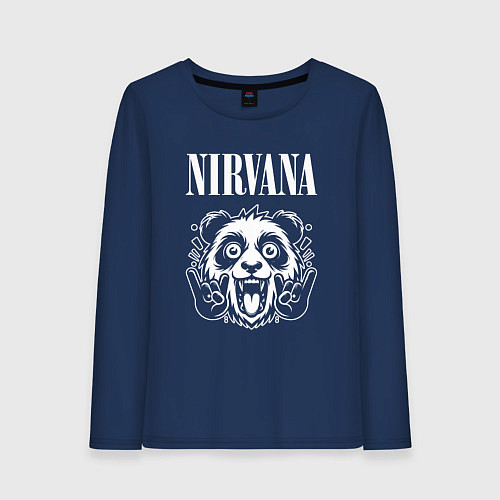 Женский лонгслив Nirvana rock panda / Тёмно-синий – фото 1