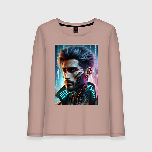 Женский лонгслив Cyber dude - ai art / Пыльно-розовый – фото 1