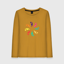 Лонгслив хлопковый женский Человечки, цвет: горчичный