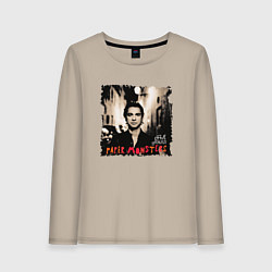 Лонгслив хлопковый женский Depeche Mode - Dave Gahan paper mosters, цвет: миндальный