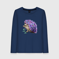 Лонгслив хлопковый женский Сиреневый ежик, цвет: тёмно-синий