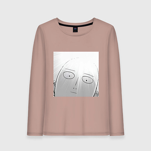 Женский лонгслив Ванпанчмен Сайтама лысина / Пыльно-розовый – фото 1