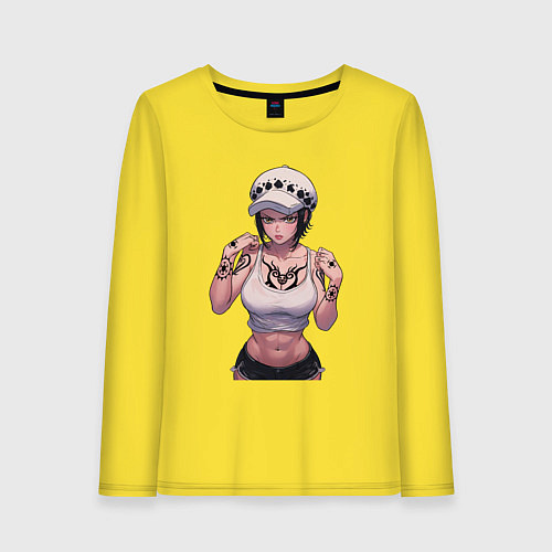 Женский лонгслив Трафальгар Ло - Ван Пис / Желтый – фото 1