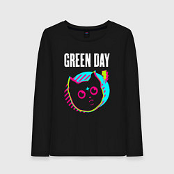 Лонгслив хлопковый женский Green Day rock star cat, цвет: черный