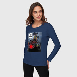 Лонгслив хлопковый женский Helldivers 2: Give me a Drop, цвет: тёмно-синий — фото 2