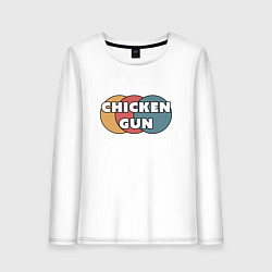 Лонгслив хлопковый женский Chicken gun круги, цвет: белый