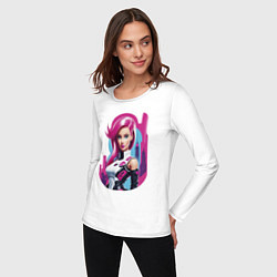 Лонгслив хлопковый женский Beauty Barbie - ai art, цвет: белый — фото 2