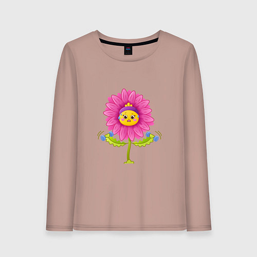 Женский лонгслив Гербера и фитнес / Пыльно-розовый – фото 1