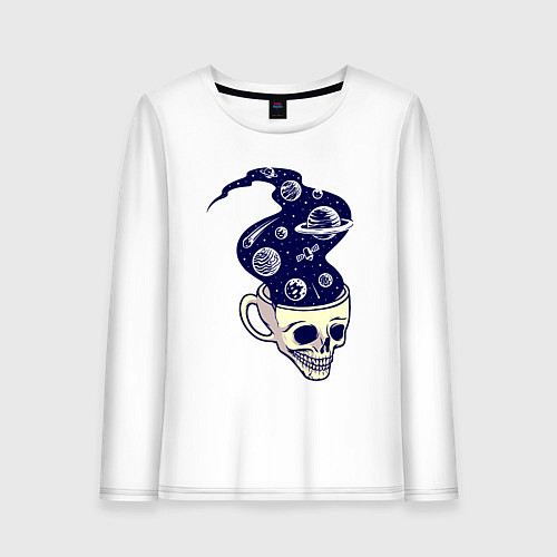 Женский лонгслив Dead drink space skull / Белый – фото 1