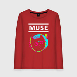 Лонгслив хлопковый женский Muse rock star cat, цвет: красный