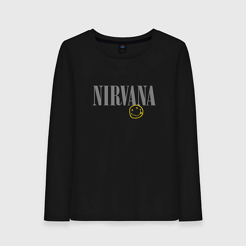 Женский лонгслив Nirvana logo smile / Черный – фото 1