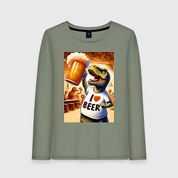 Женский лонгслив I love beer - ai art