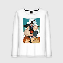Лонгслив хлопковый женский Ходячий замок Хаул, цвет: белый