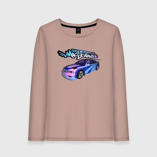Женский лонгслив NFS Most Wanted neon bmw / Пыльно-розовый – фото 1