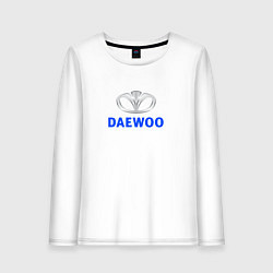 Лонгслив хлопковый женский Daewoo sport auto logo, цвет: белый