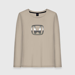 Лонгслив хлопковый женский Honda logo auto grey, цвет: миндальный