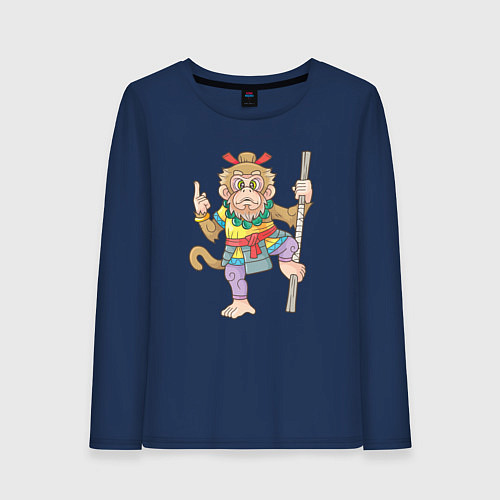 Женский лонгслив Царь обезьян / Тёмно-синий – фото 1