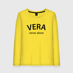 Лонгслив хлопковый женский Vera never alone - motto, цвет: желтый