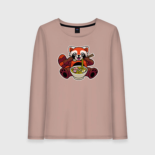 Женский лонгслив Голодная панда / Пыльно-розовый – фото 1